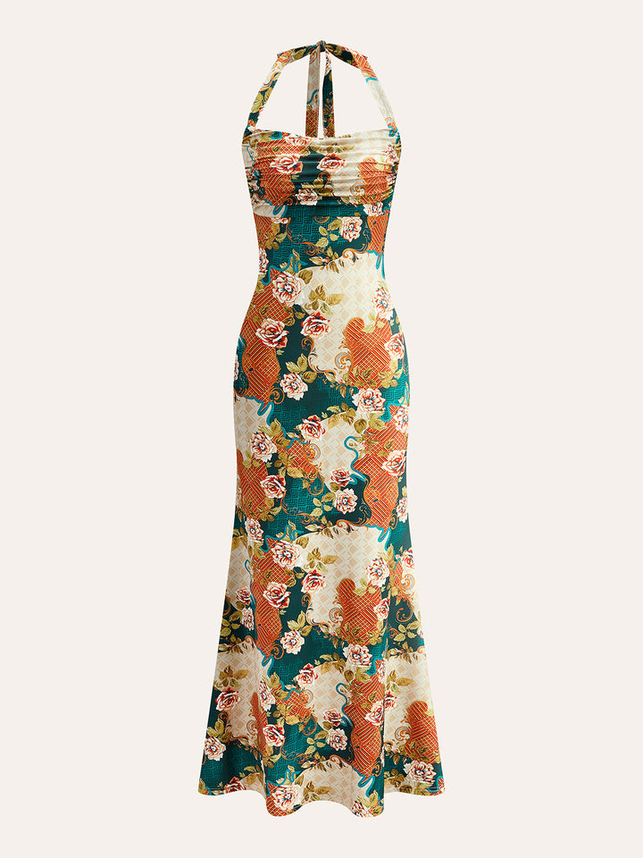 Robe Longue Fleurie à Nouettes au Dos