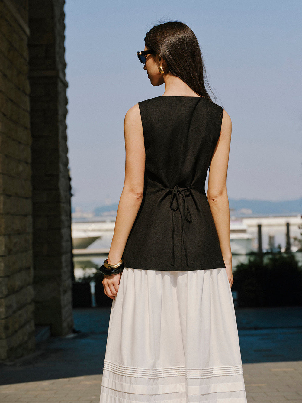 Gilet Boutonné en Mélange de Lin