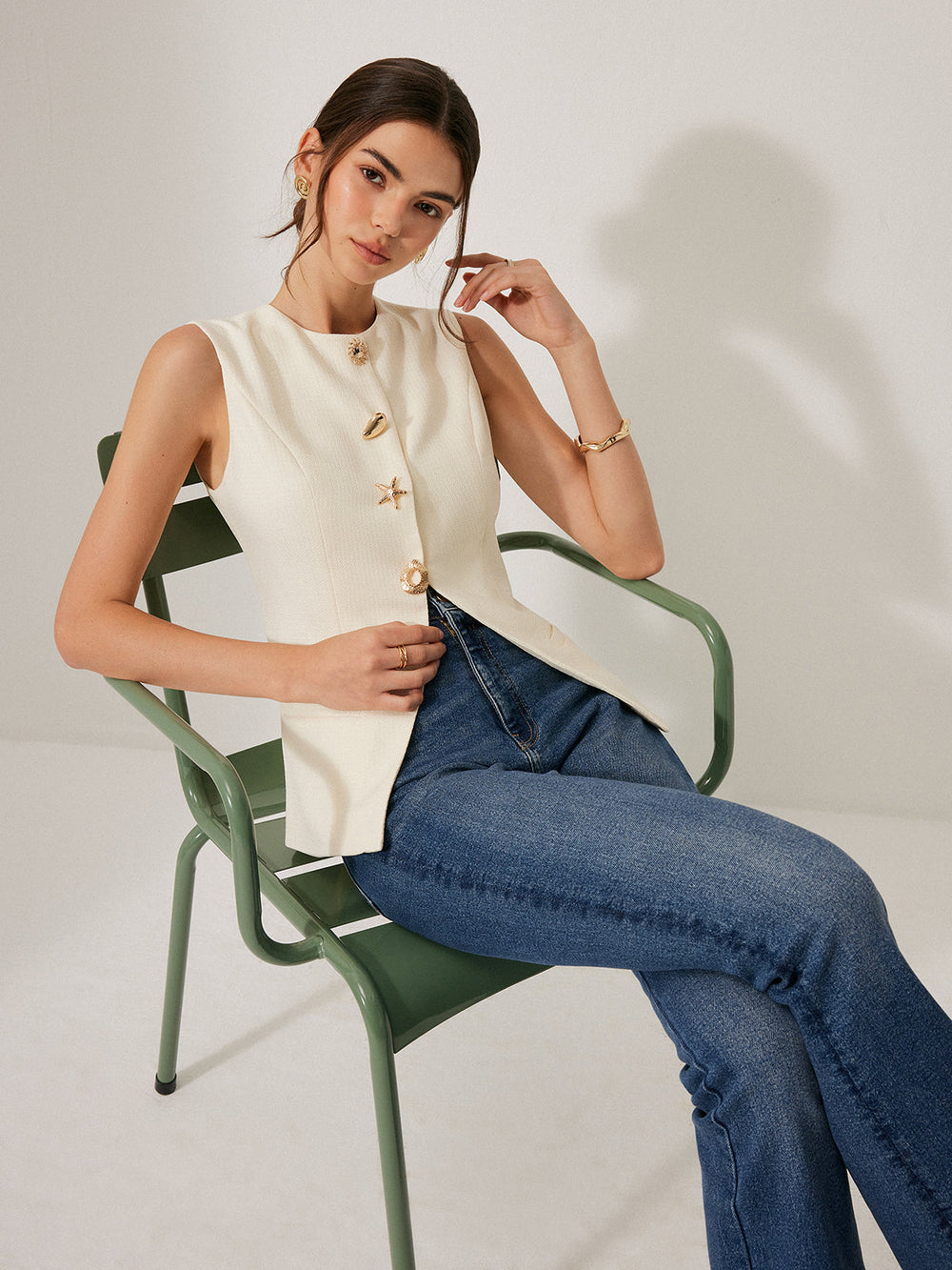 Ensemble Jupe Jupe avec Poches et Détails Boutonnés