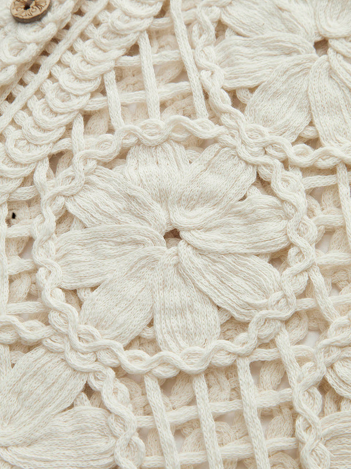 Débardeur en maille jacquard semi-transparente à encolure en V