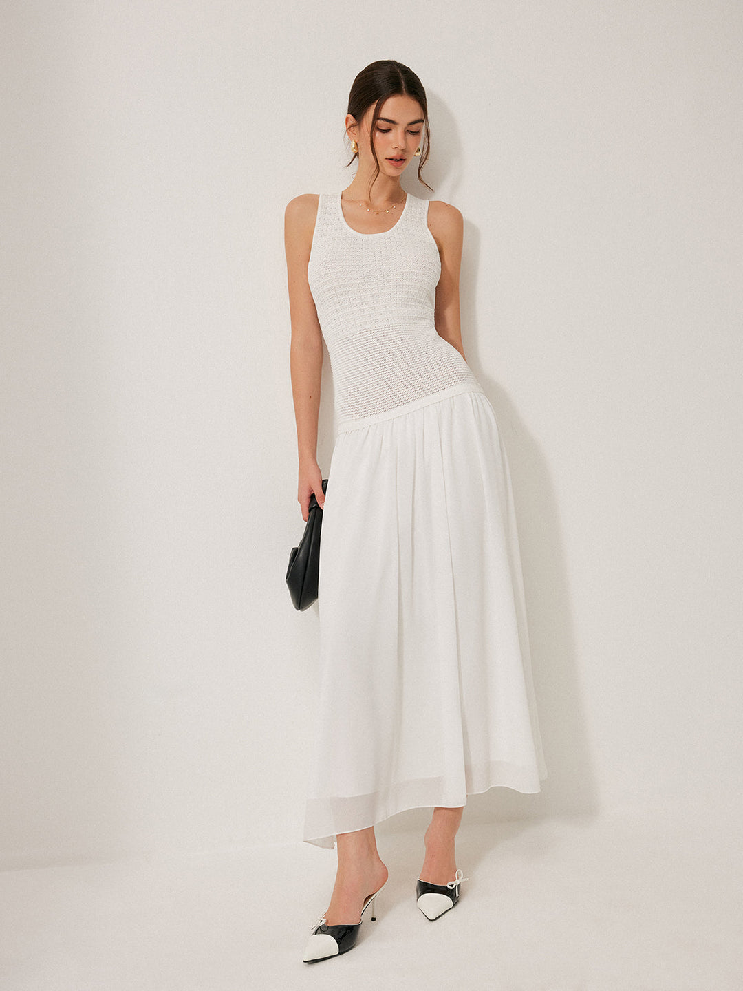 Robe sans manches en maille semi-transparente