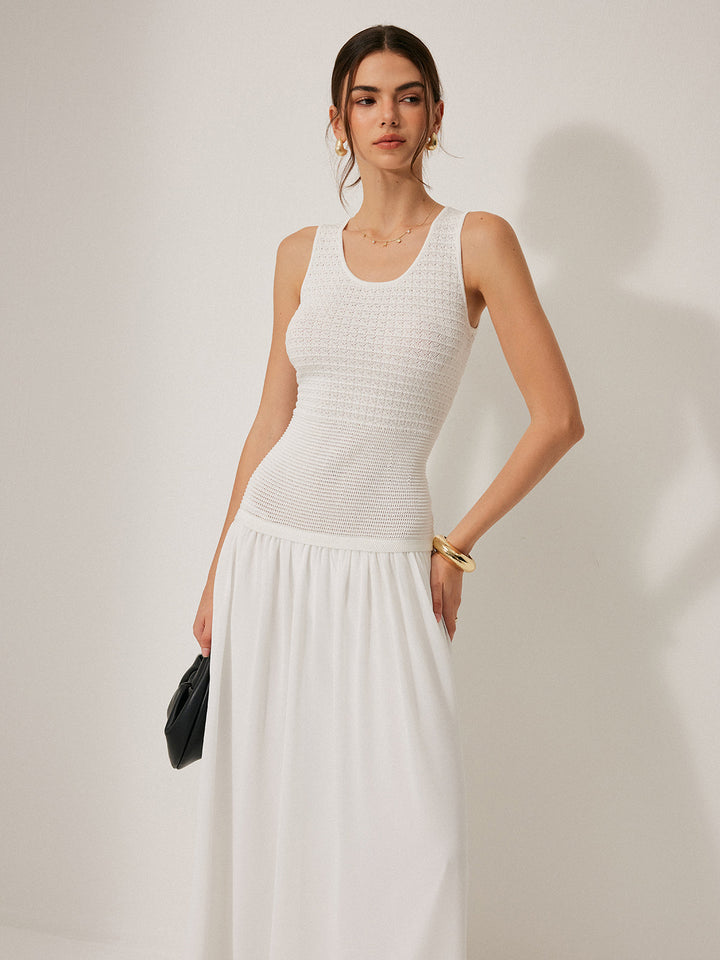 Robe sans manches en maille semi-transparente