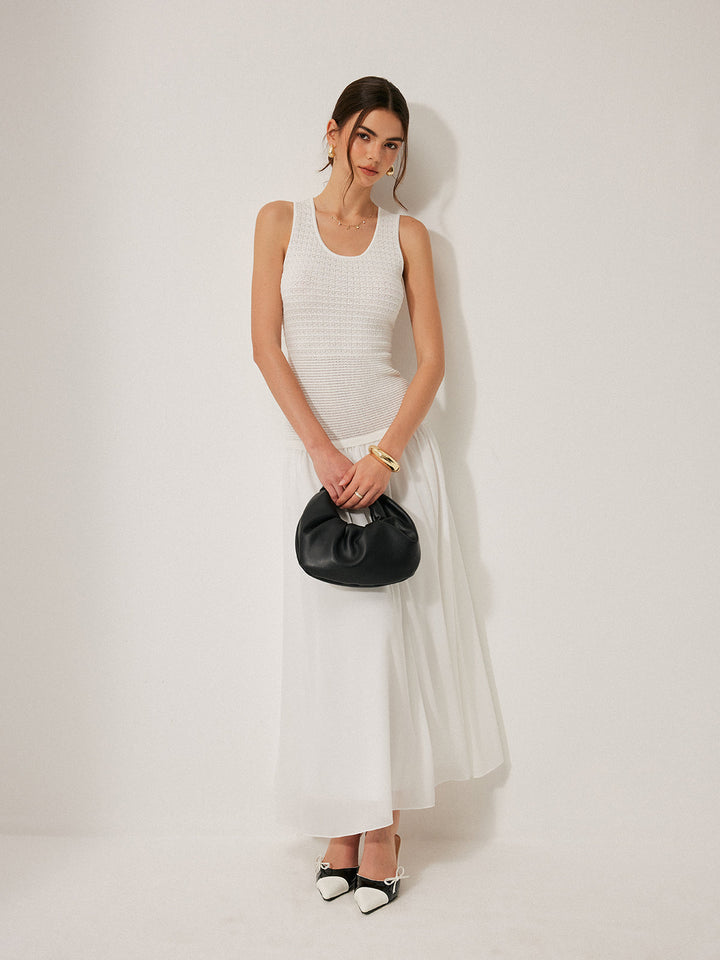 Robe sans manches en maille semi-transparente