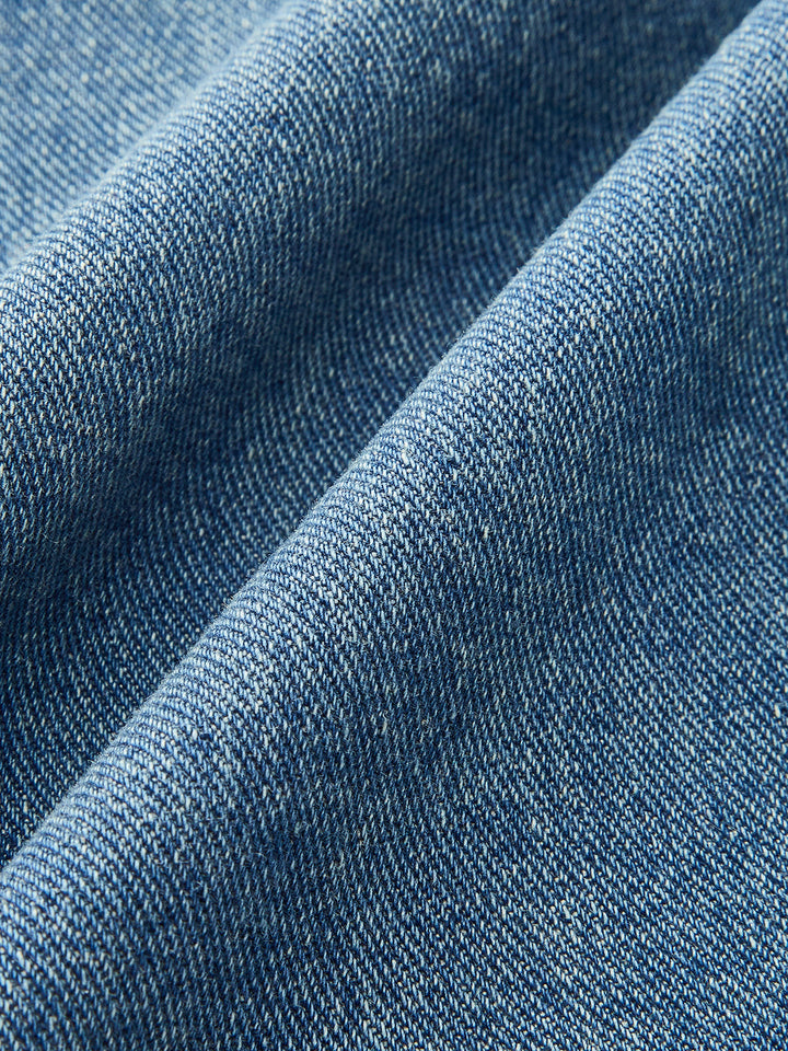 Jean Patte D'Élégance Taille Mi-Haute avec Boutons Décoratifs et Fermeture Éclair Évasée