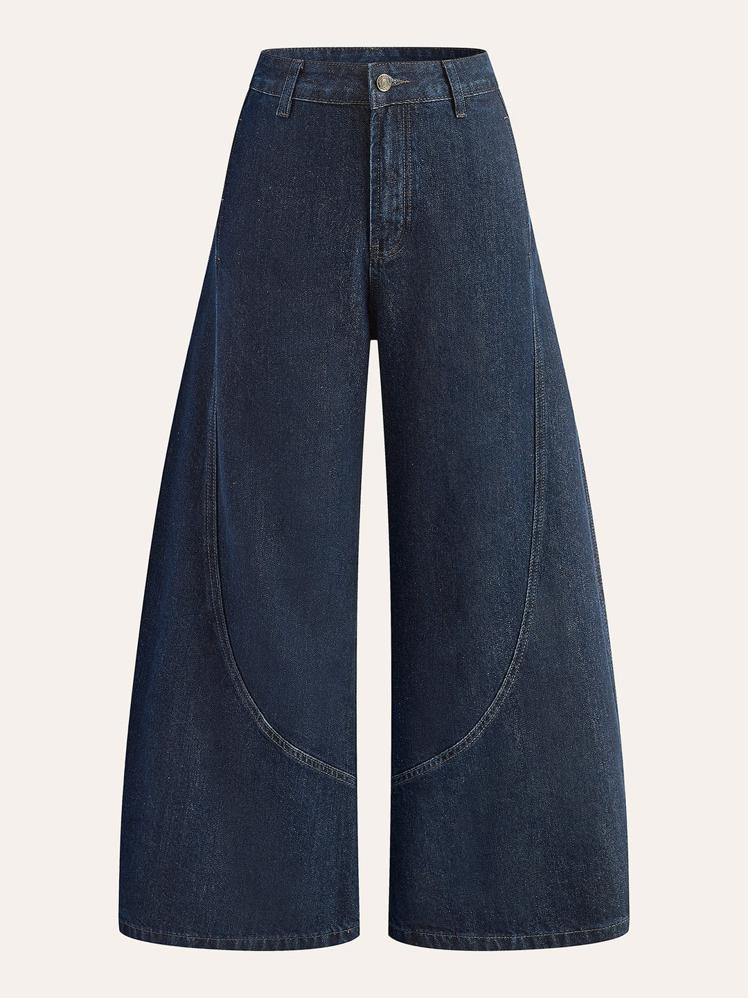 Jean Large Jambe Mi-Taille en Coton