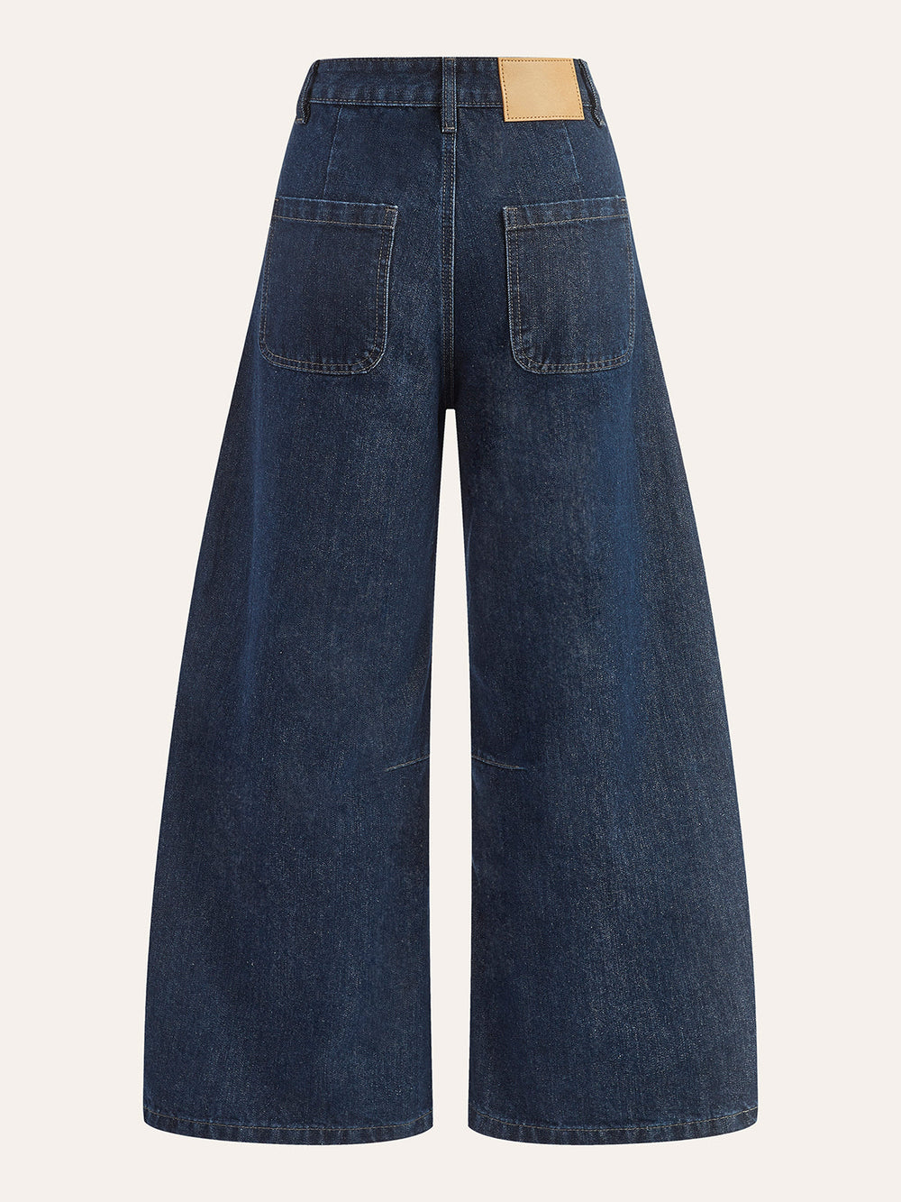 Jean Large Jambe Mi-Taille en Coton