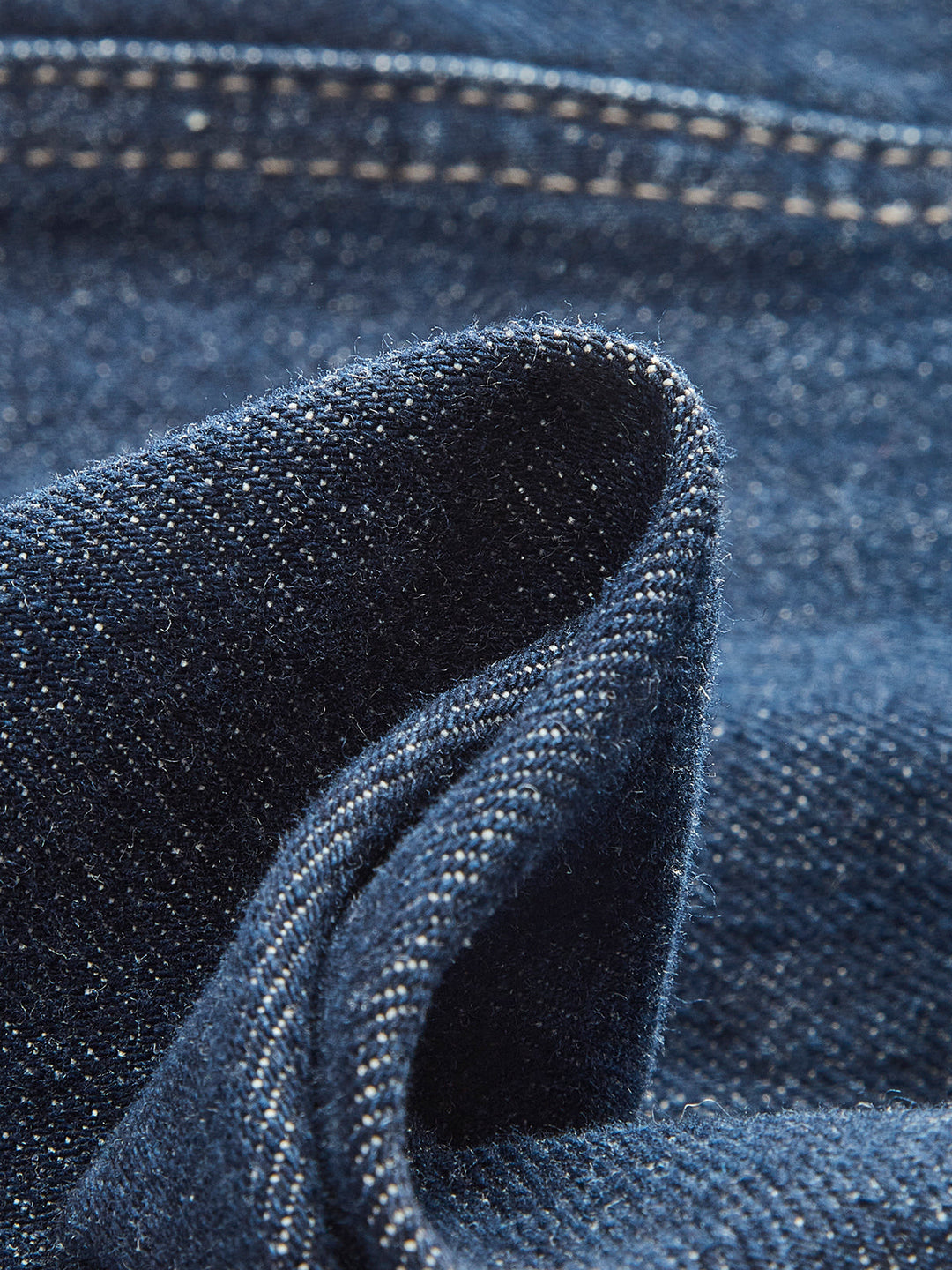 Jean Large Jambe Mi-Taille en Coton