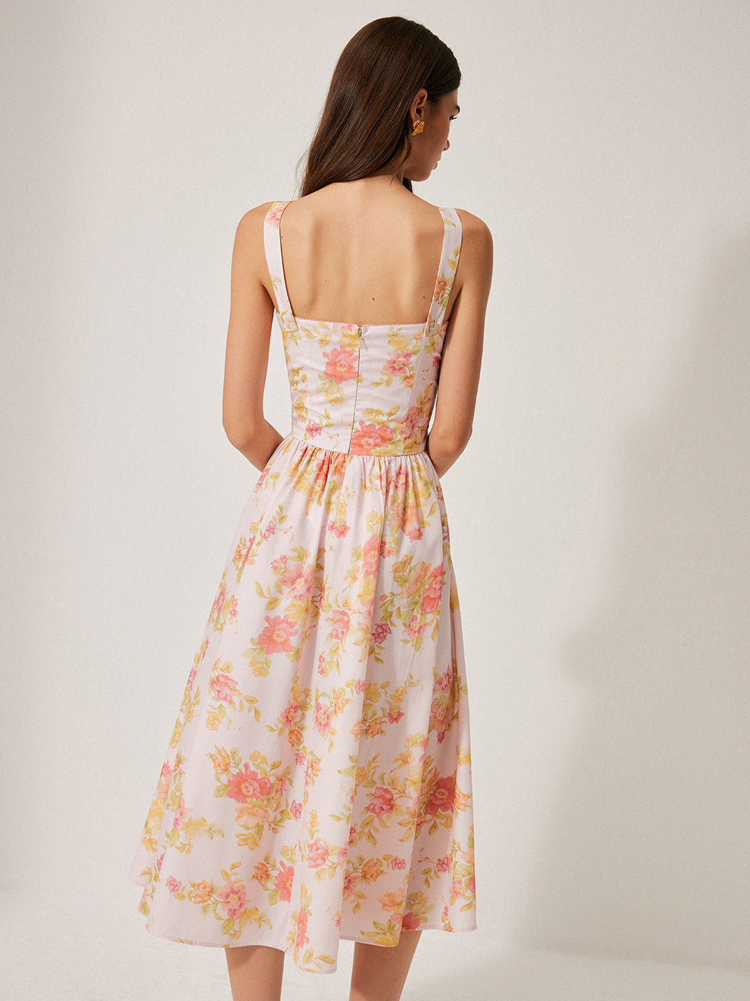 Robe mi-longue à fleurs