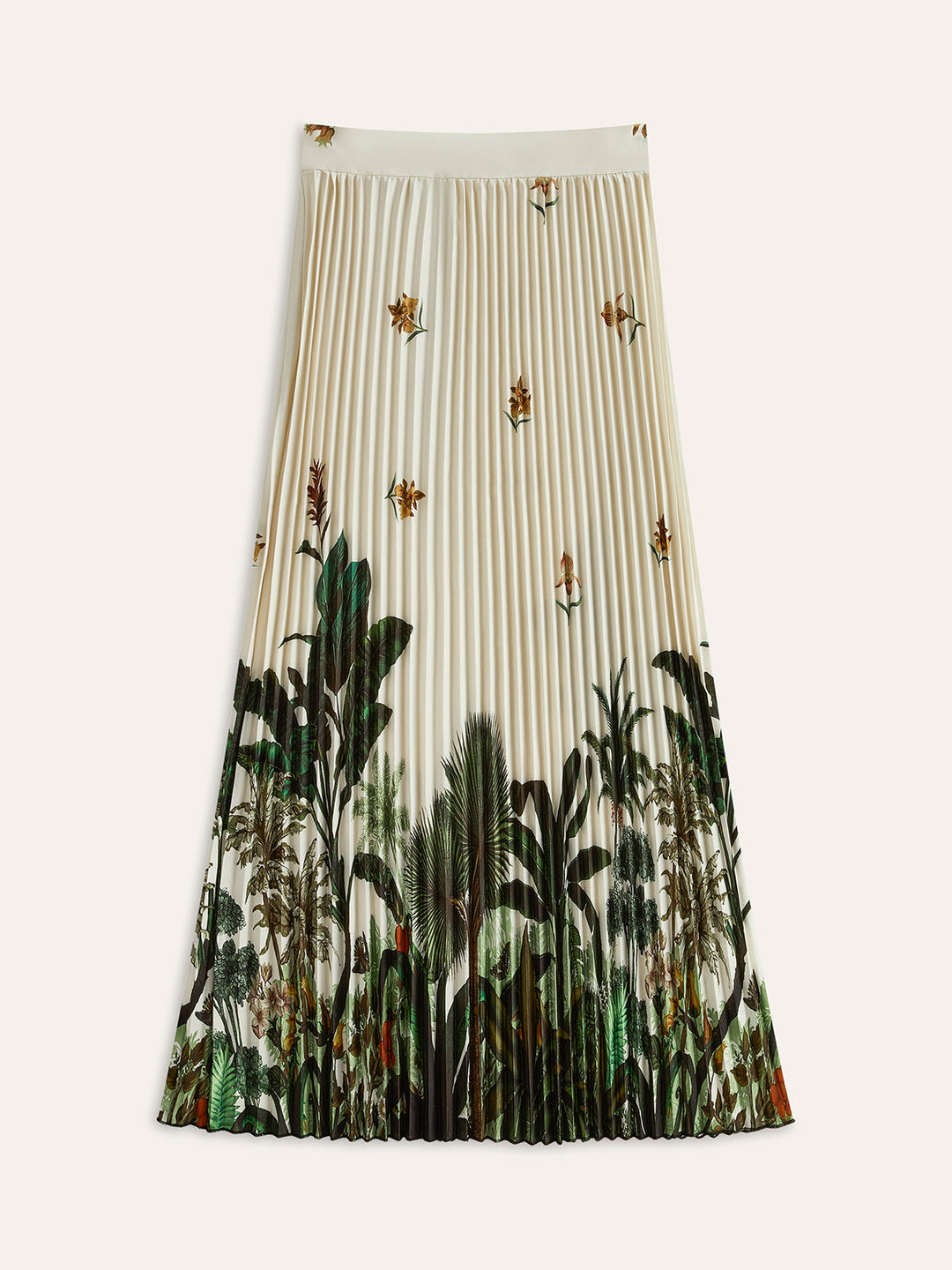Jupe plissée oversize à fermeture éclair, taille mi-haute, imprimé bohème