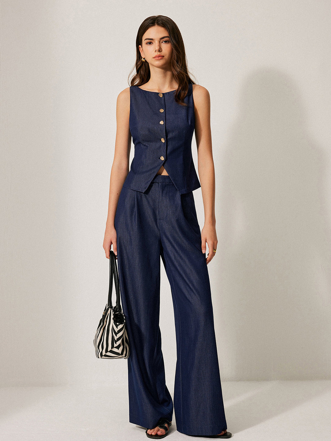 Pantalons à Poches Mi-Taille