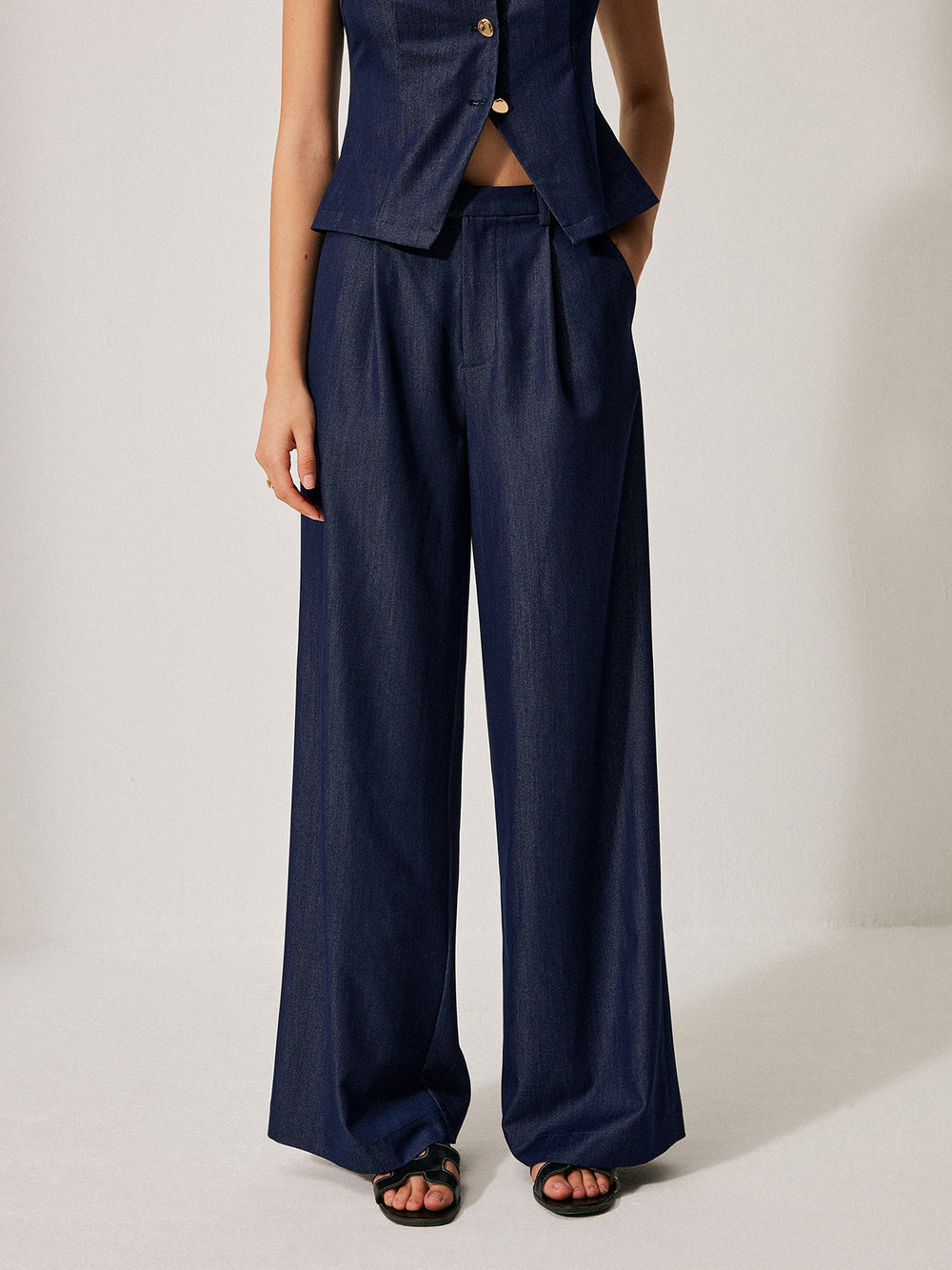 Pantalons à Poches Mi-Taille