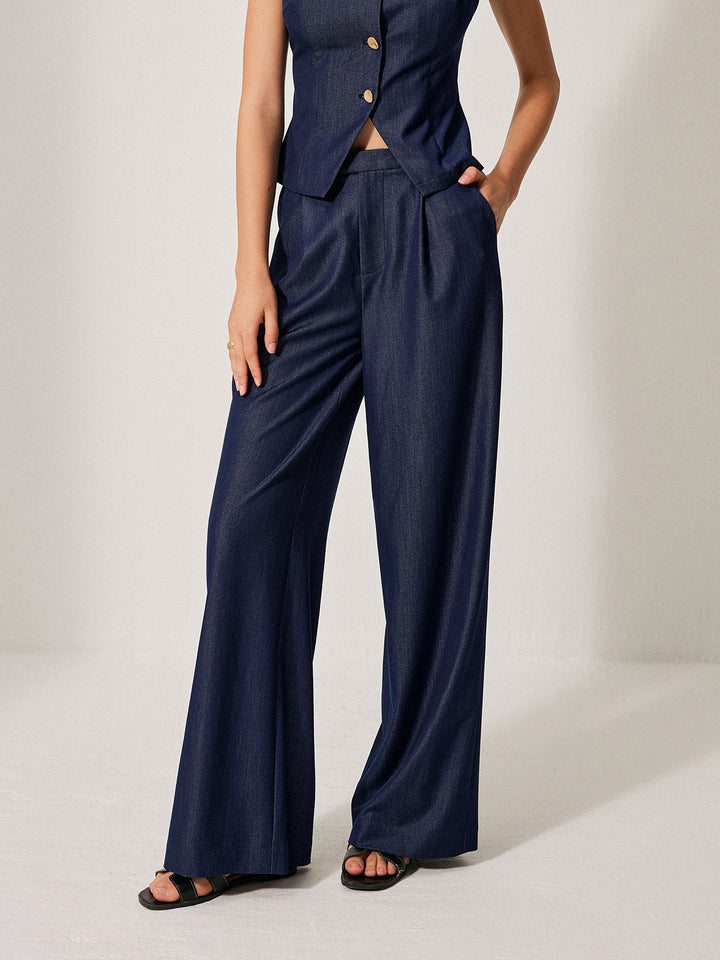 Pantalons à Poches Mi-Taille