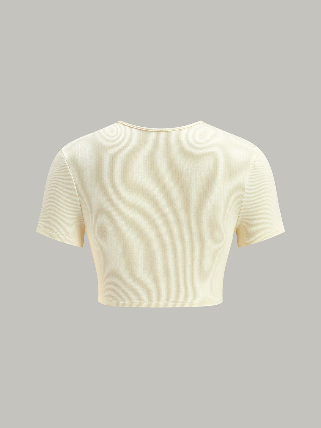 T-shirt côt T-shirt en coton côtelé avec détail en métal découpé