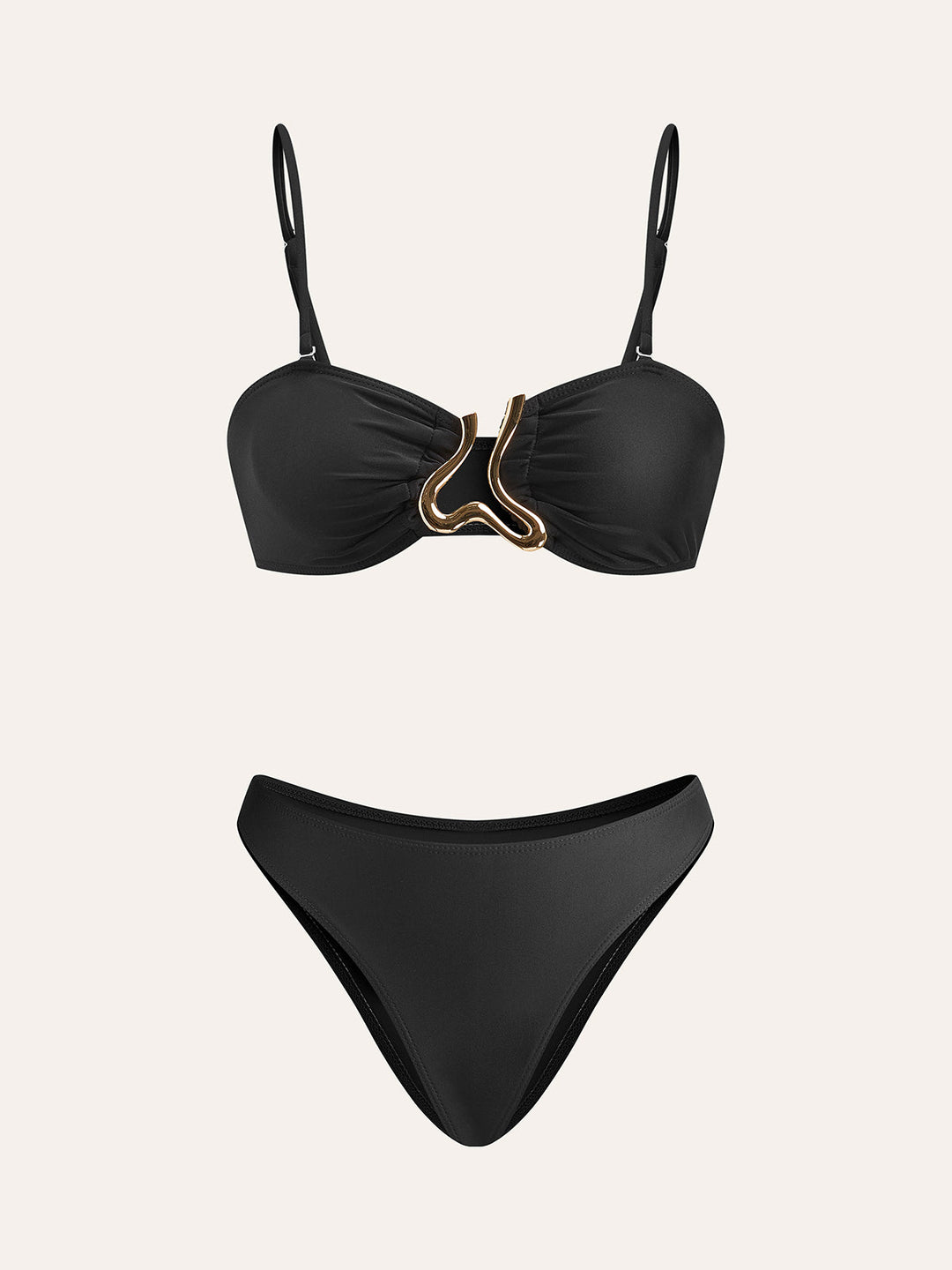 Ensemble Bikini Détail Doré Avec Jupe de Couverture