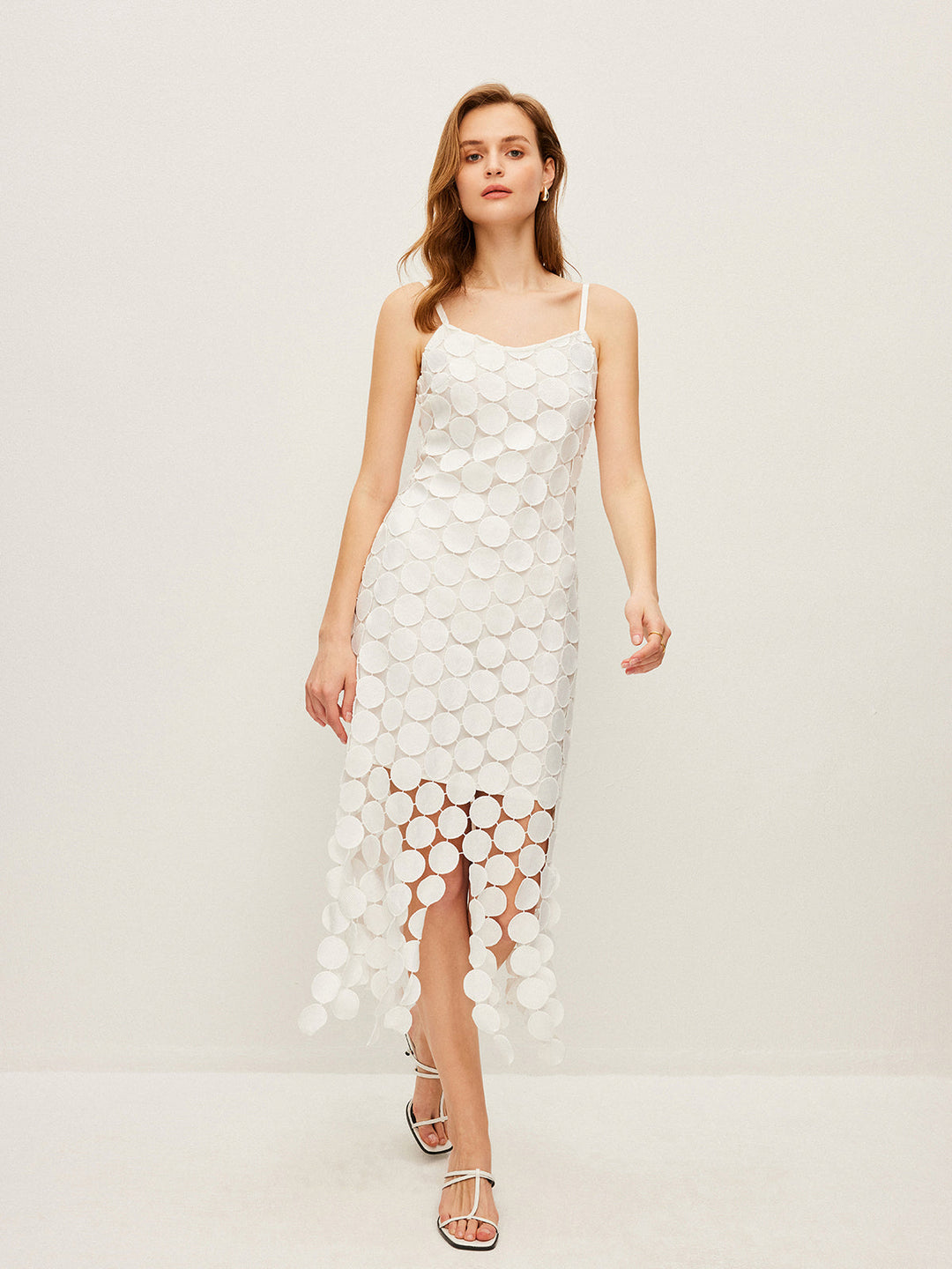 Robe Cami Double Couche à Multiples Cercles Découpés au Laser