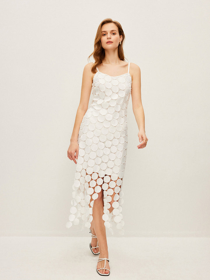 Robe Cami Double Couche à Multiples Cercles Découpés au Laser