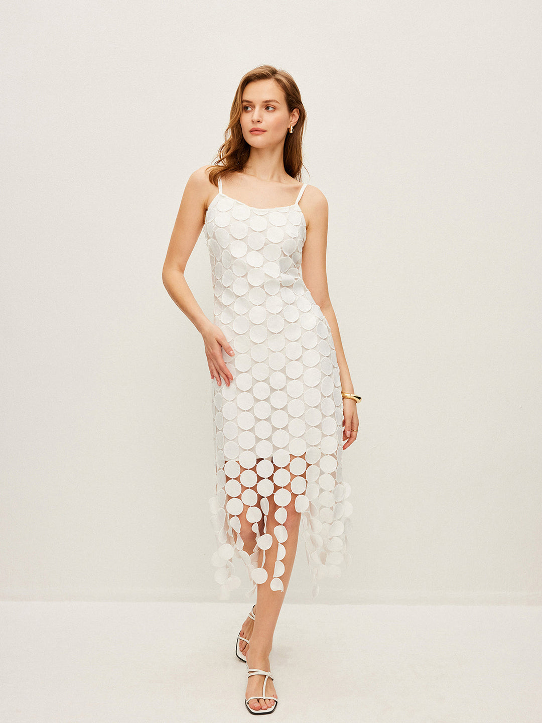 Robe Cami Double Couche à Multiples Cercles Découpés au Laser