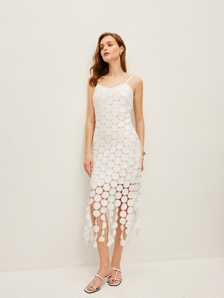 Robe Cami Double Couche à Multiples Cercles Découpés au Laser