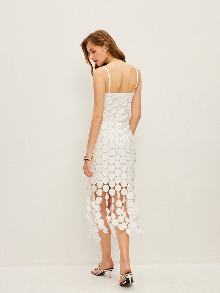 Robe Cami Double Couche à Multiples Cercles Découpés au Laser