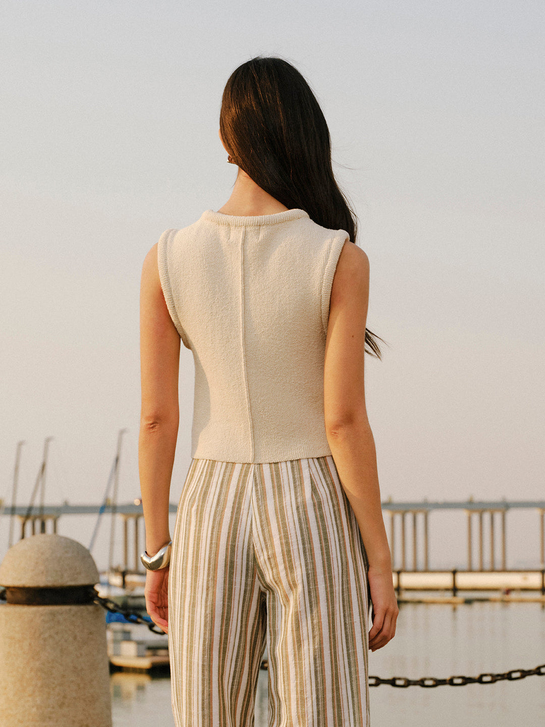 Gilet Pull Sans Manches Boutonné