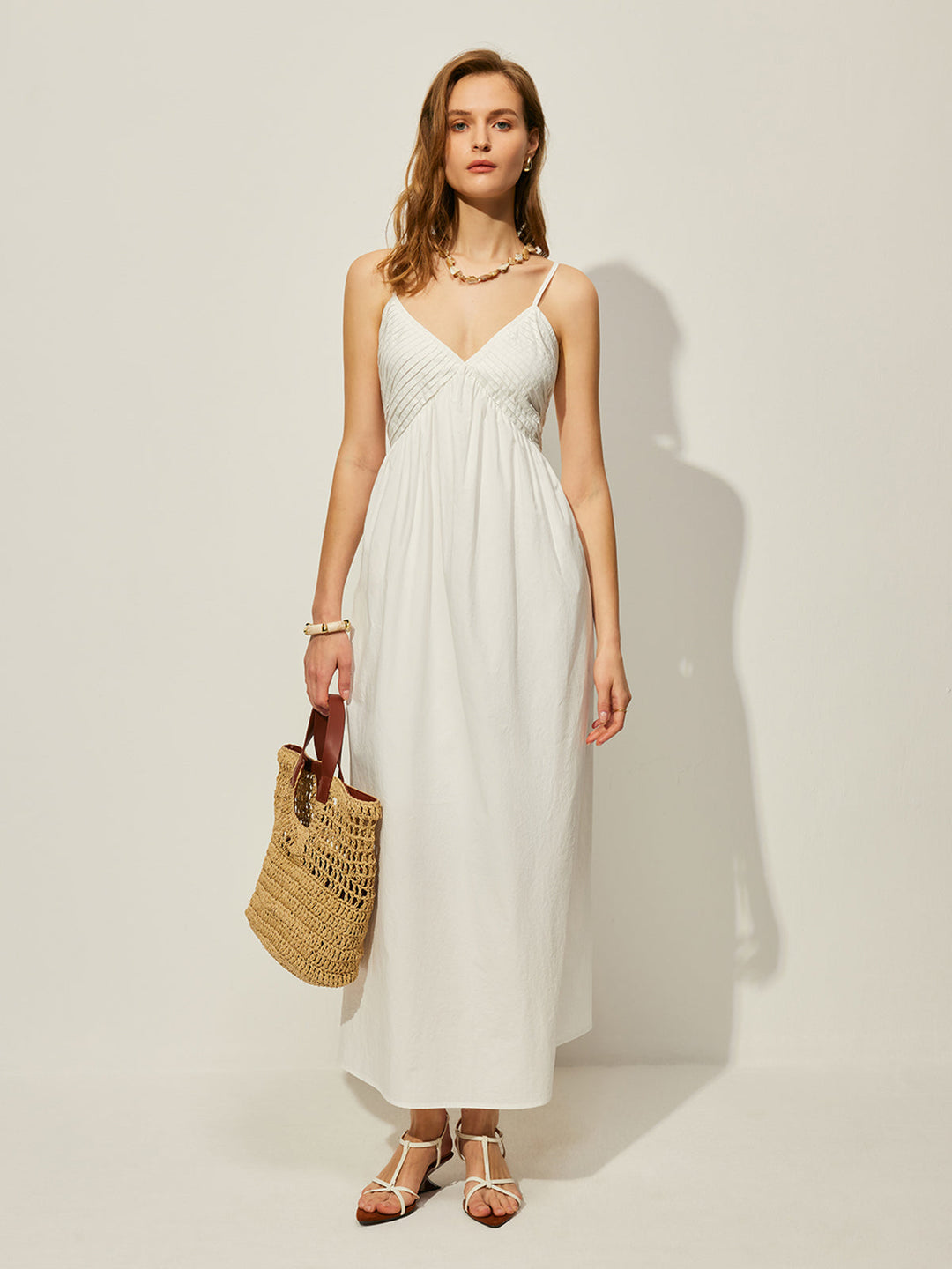 Robe Cami en Coton à Col en V