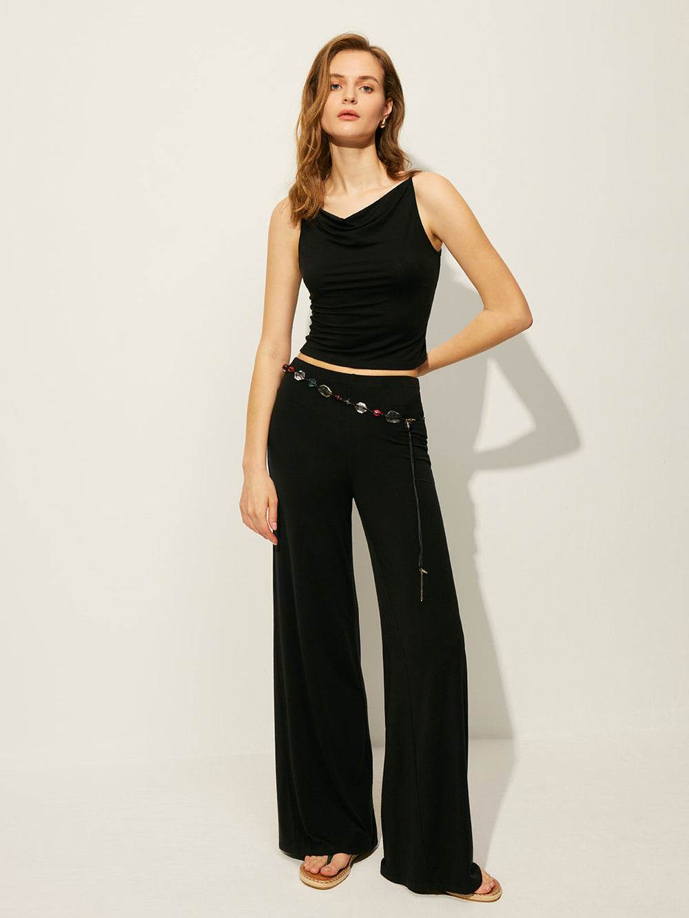 Ensemble Haut Sans Manches et Pantalon Sans Ceinture