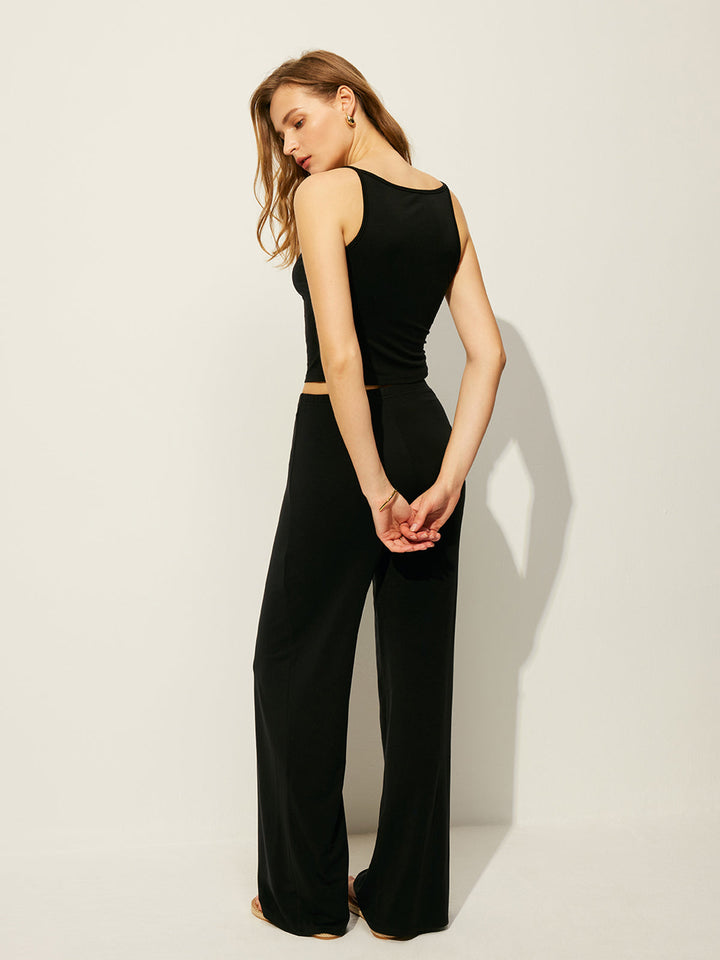 Ensemble Haut Sans Manches et Pantalon Sans Ceinture