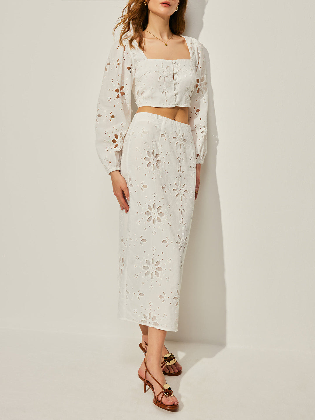 Ensemble Jupe Florale En Coton Creux