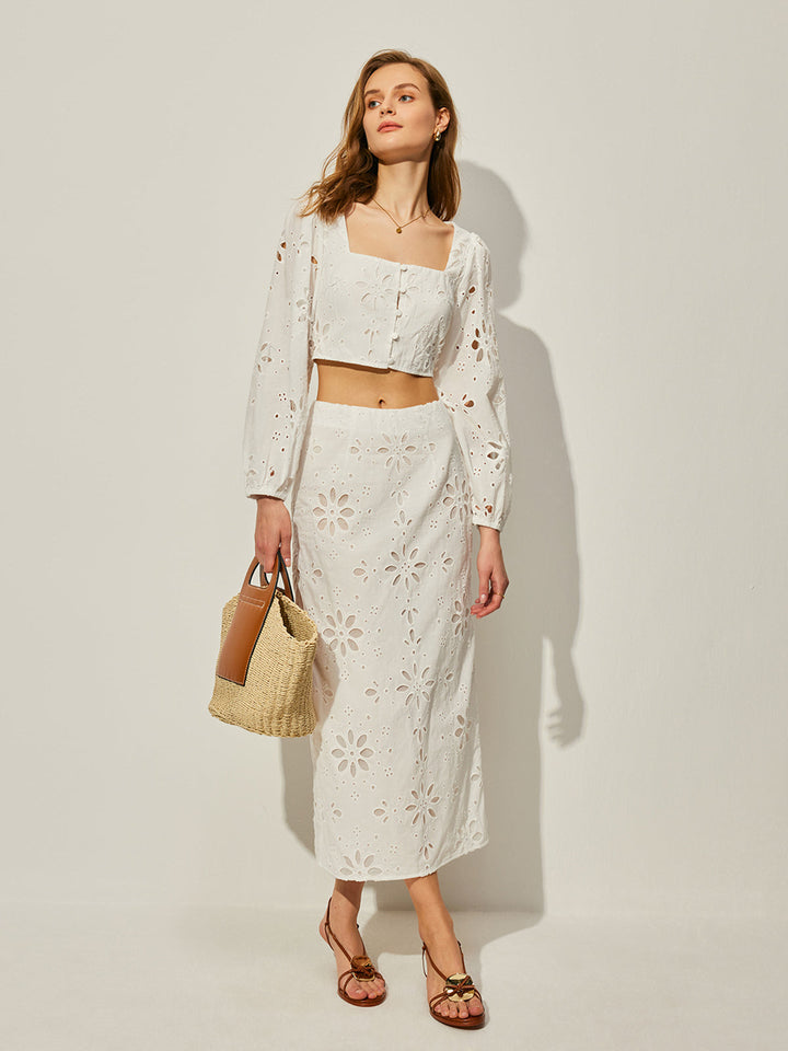 Ensemble Jupe Florale En Coton Creux