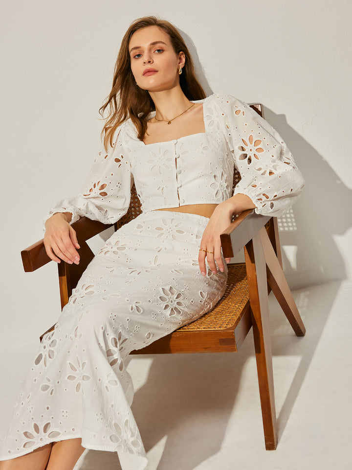 Ensemble Jupe Florale En Coton Creux