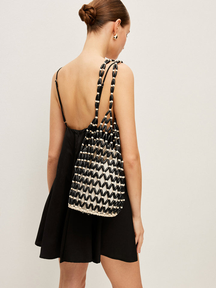 Panier cabas en perles tissées