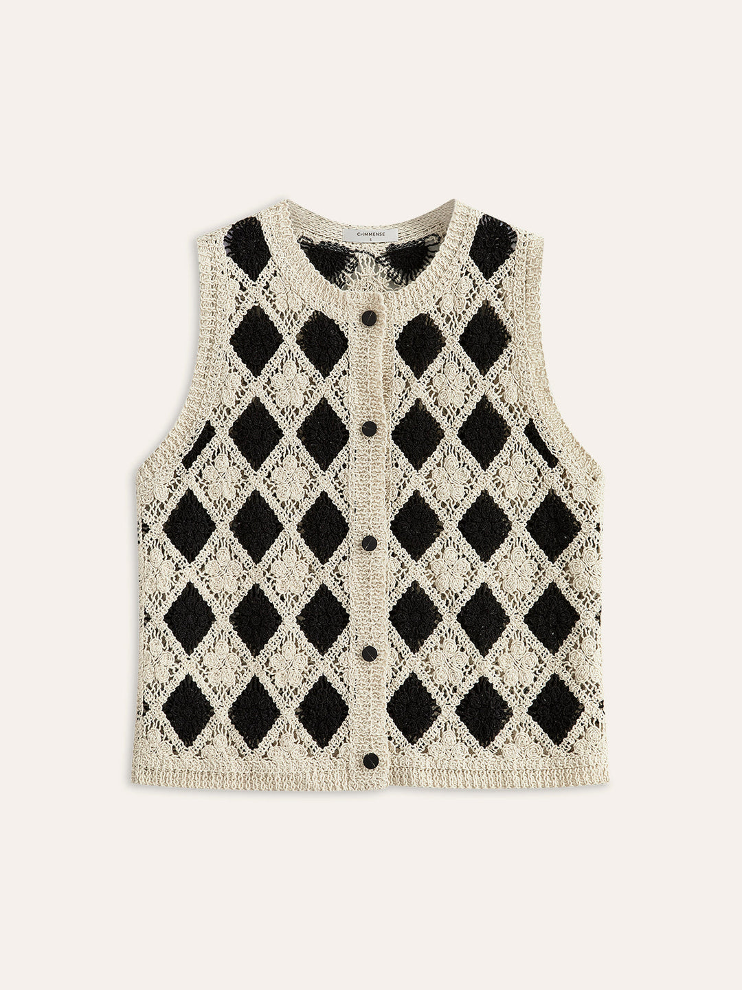 Gilet en tricot à motif diamant brodé