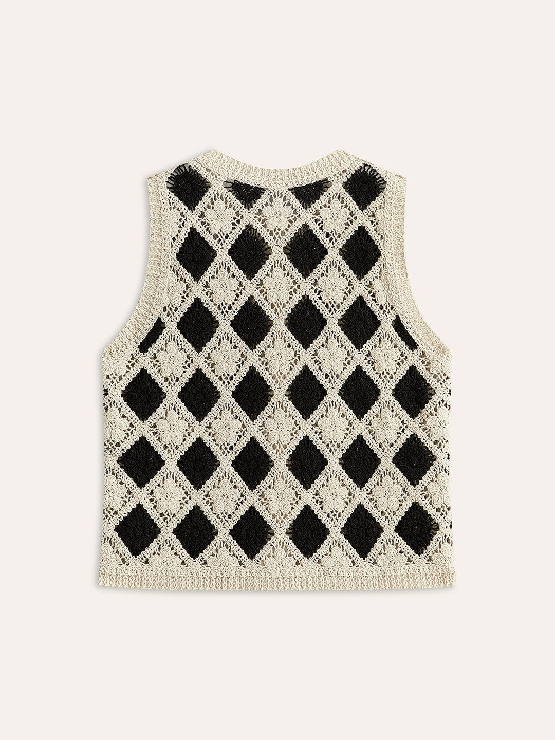 Gilet en tricot à motif diamant brodé