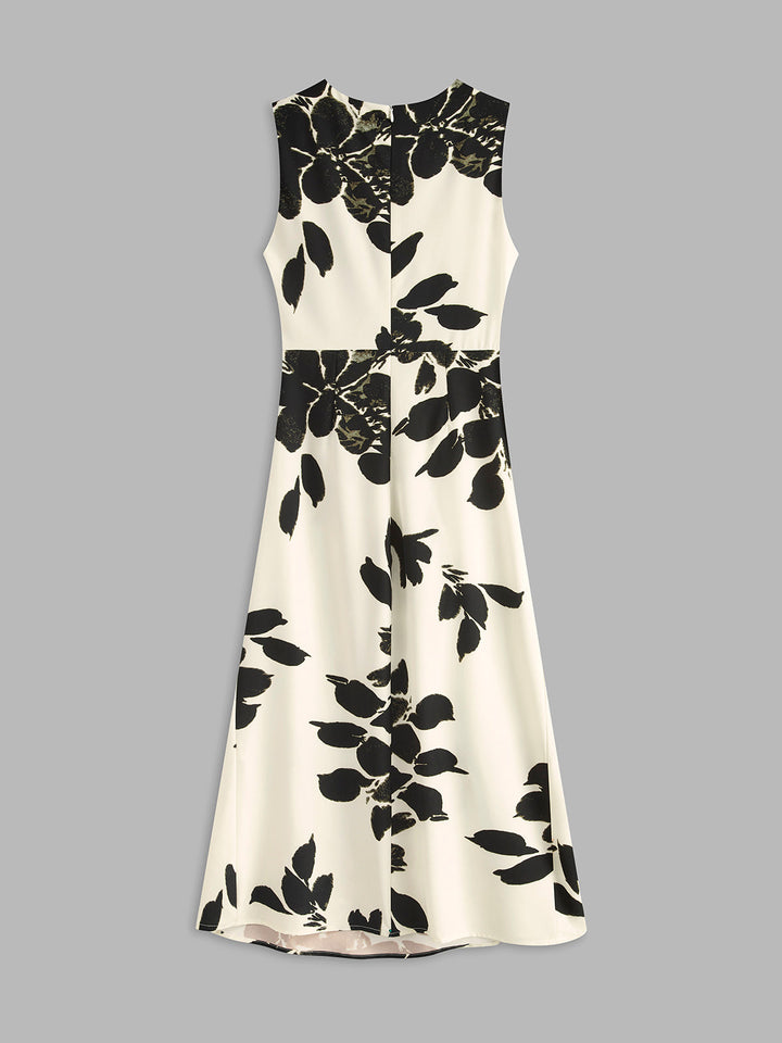 Robe Plissée Sans Manches à Imprimé Floral