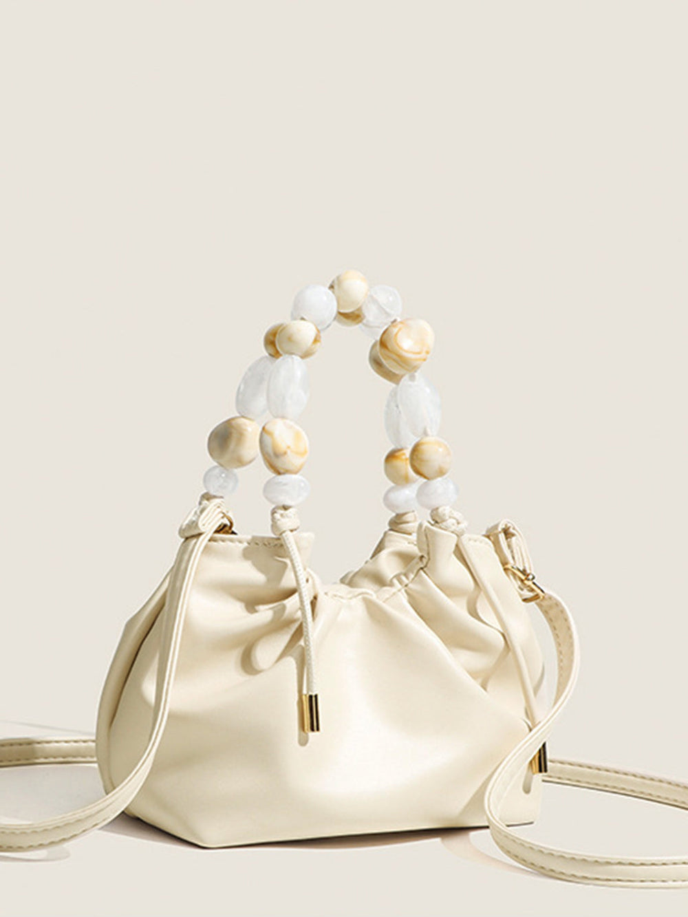 Sac Hobo à Bandoulière avec Poignée Perlée Pastel
