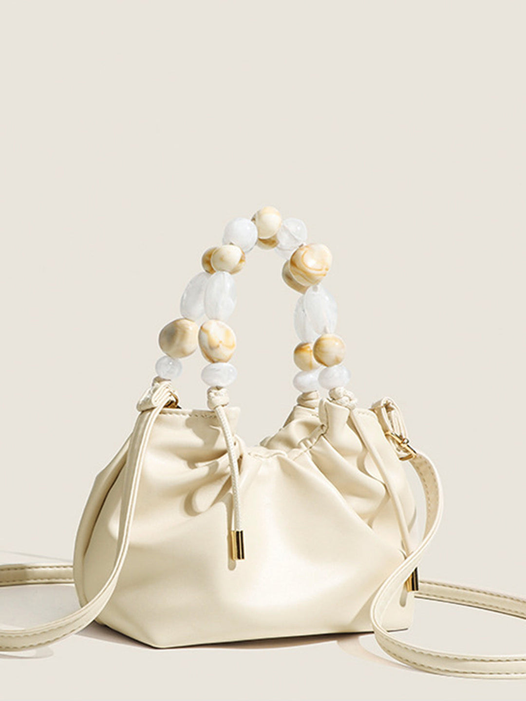 Sac Hobo à Bandoulière avec Poignée Perlée Pastel