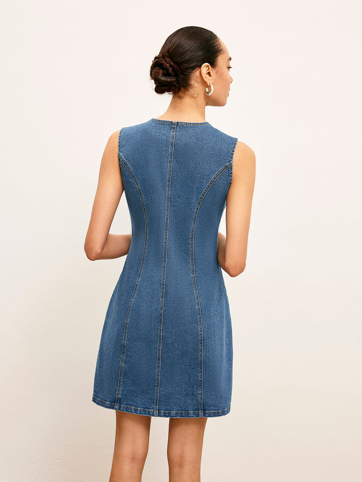 Robe en jean à poches détail et boutons