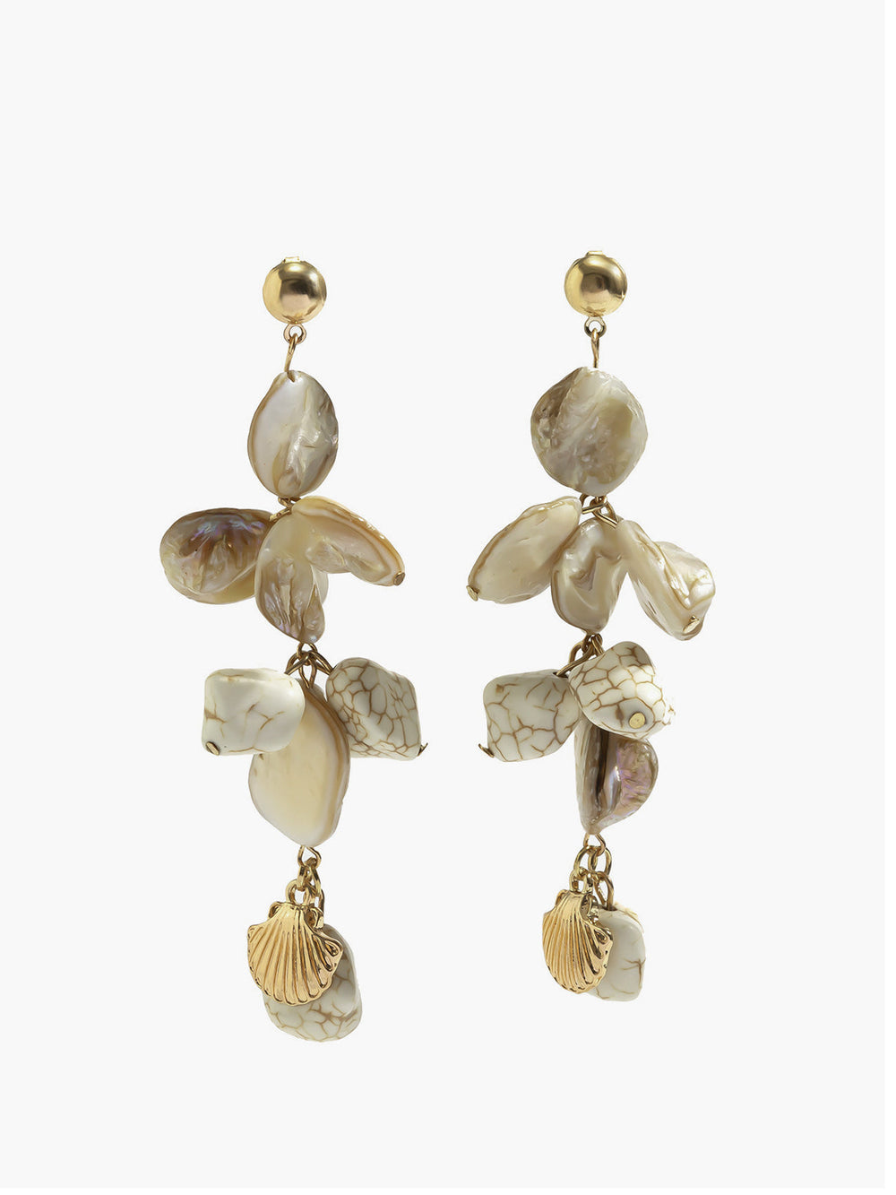 Boucles d'oreilles pendantes en nacre et perles