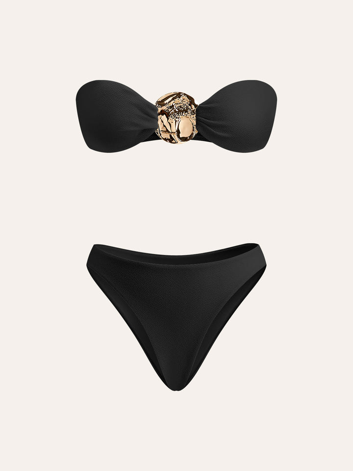 Bikini Détaillé Doré Avec Couverture