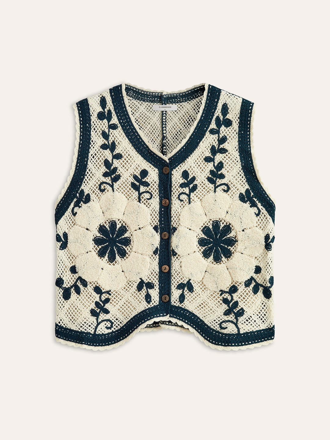Gilet en crochet brodé