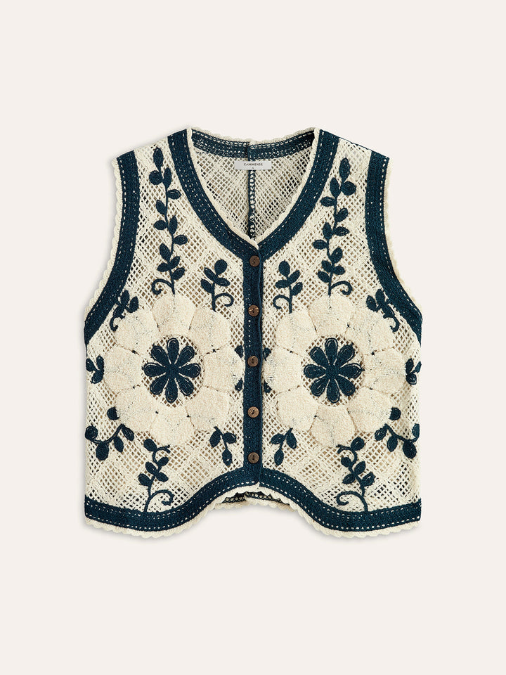 Gilet en crochet brodé