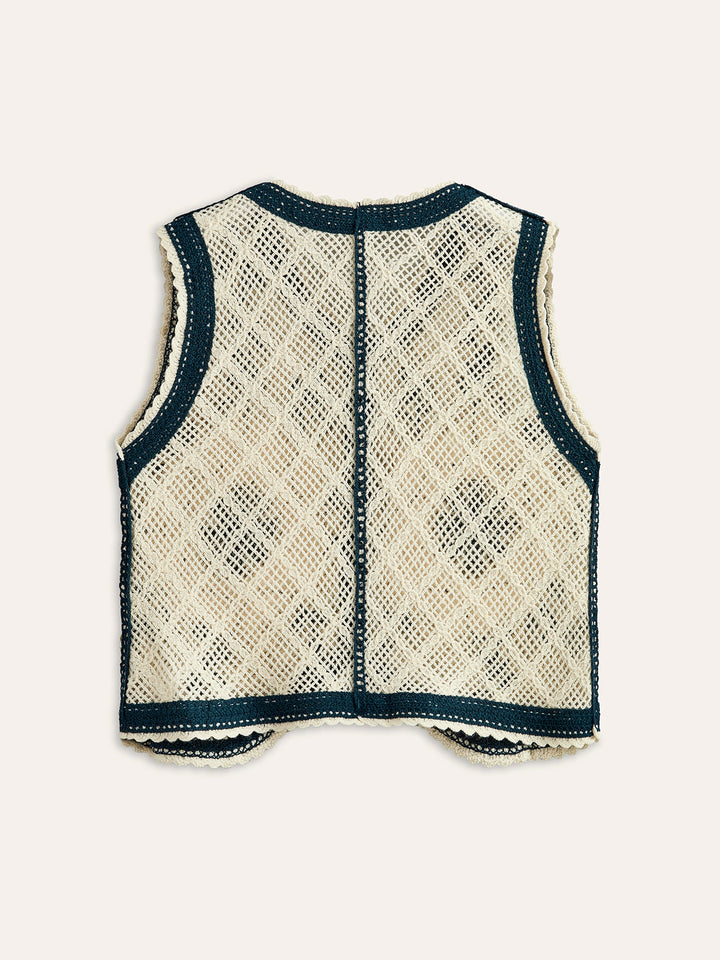 Gilet en crochet brodé