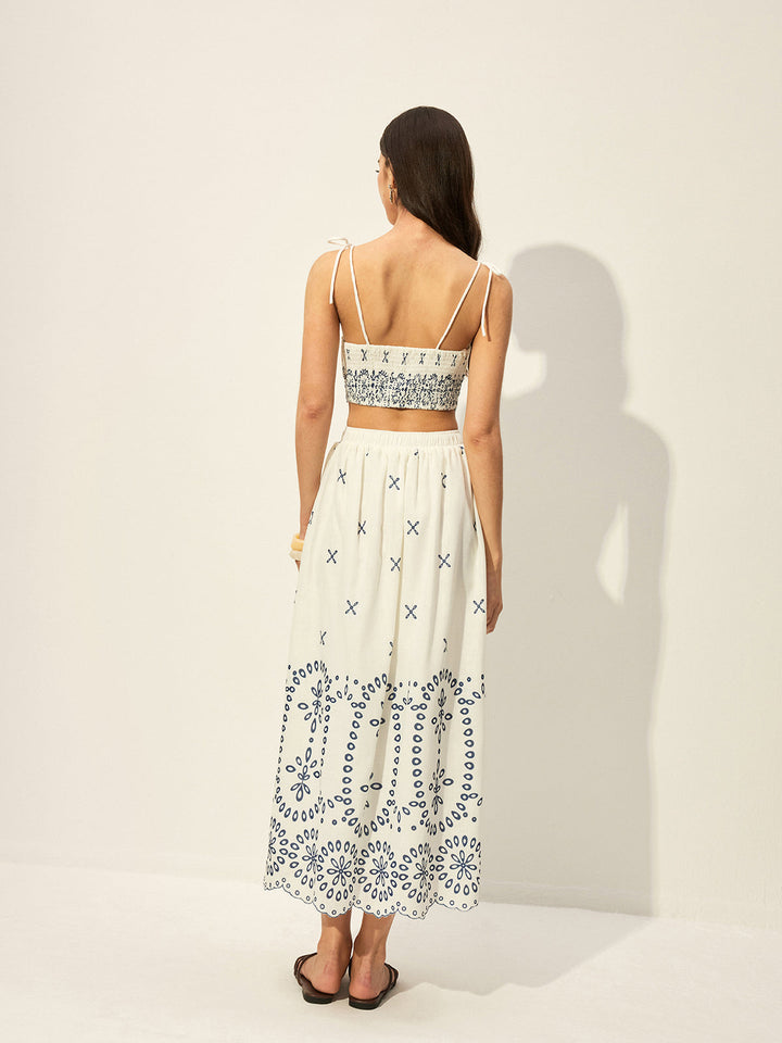 Ensemble jupe et haut court brodé