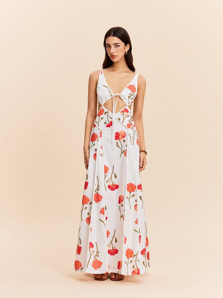 Robe à découpes florales à nouer dans le dos