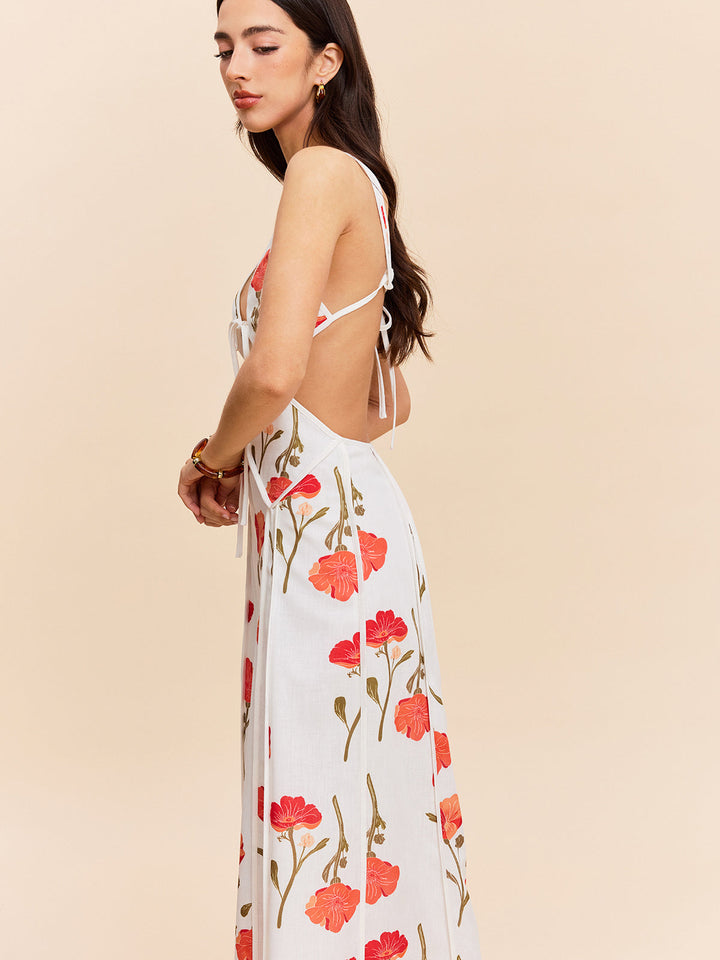 Robe à découpes florales à nouer dans le dos