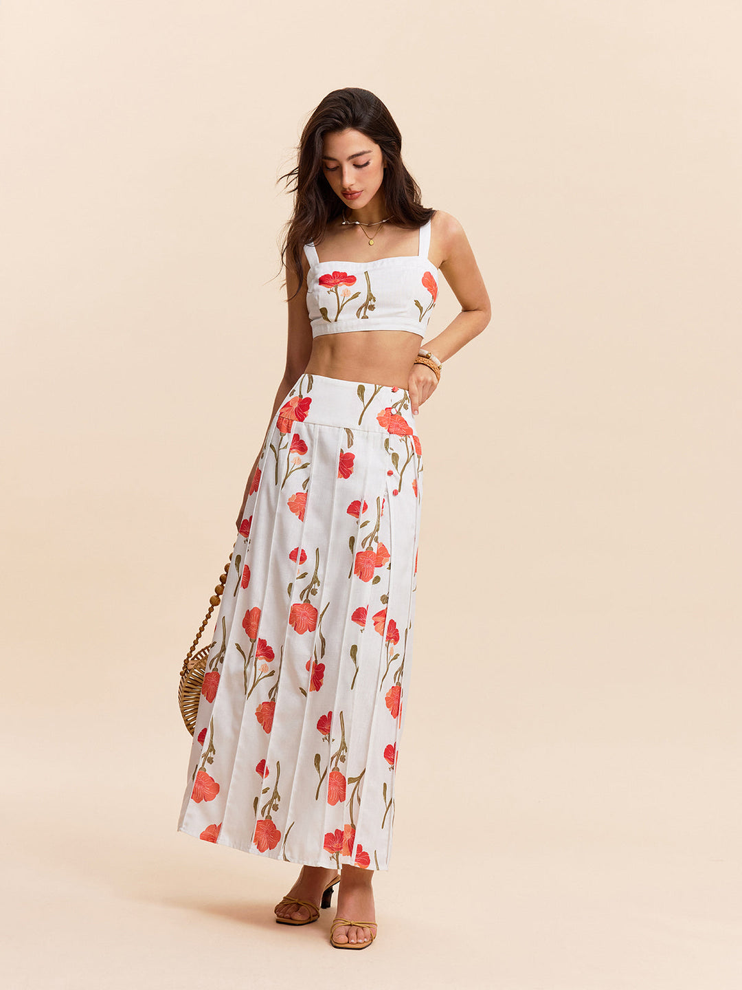 Ensemble Jupe-Crop Top Fleuri