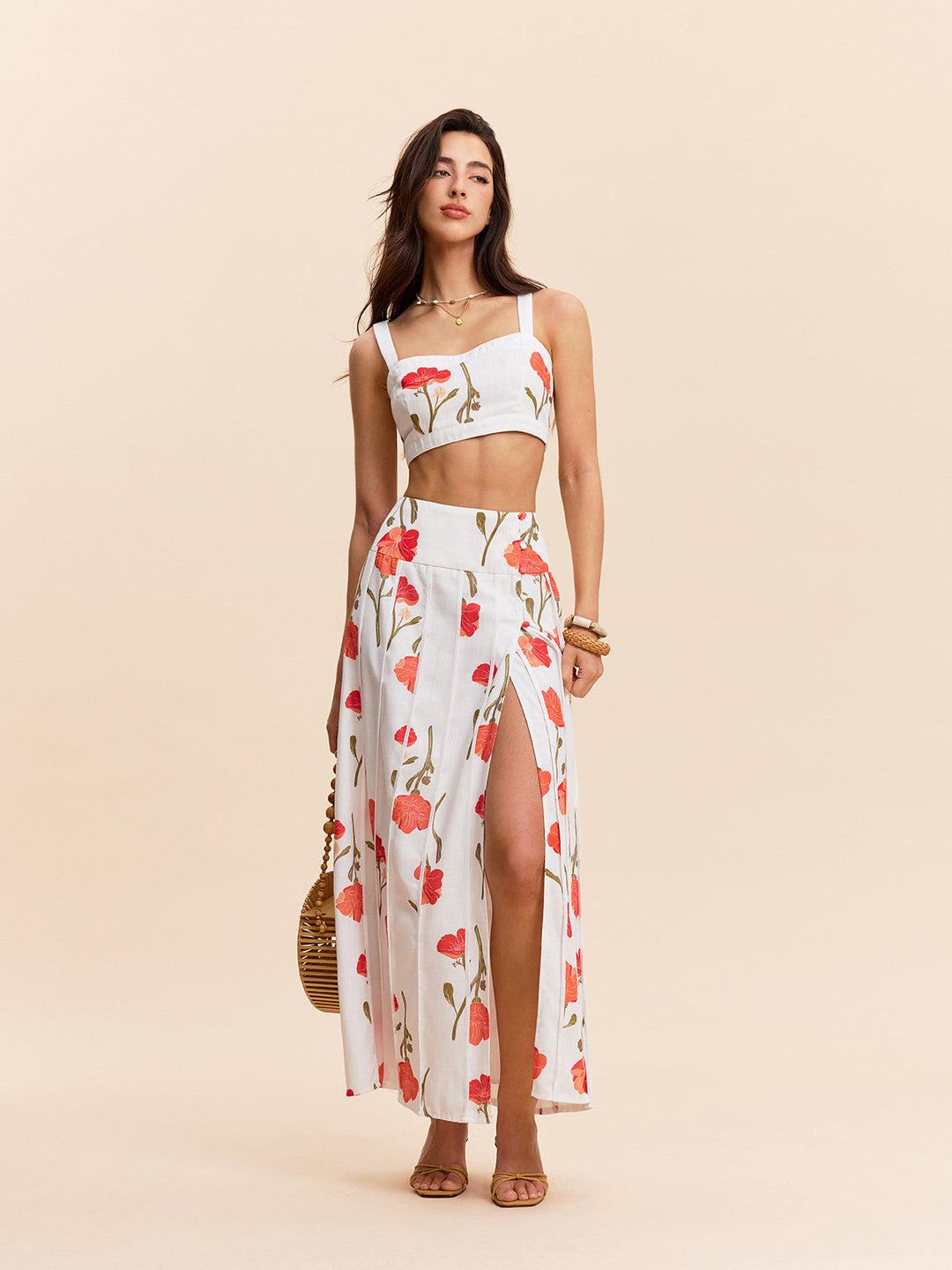 Ensemble Jupe-Crop Top Fleuri