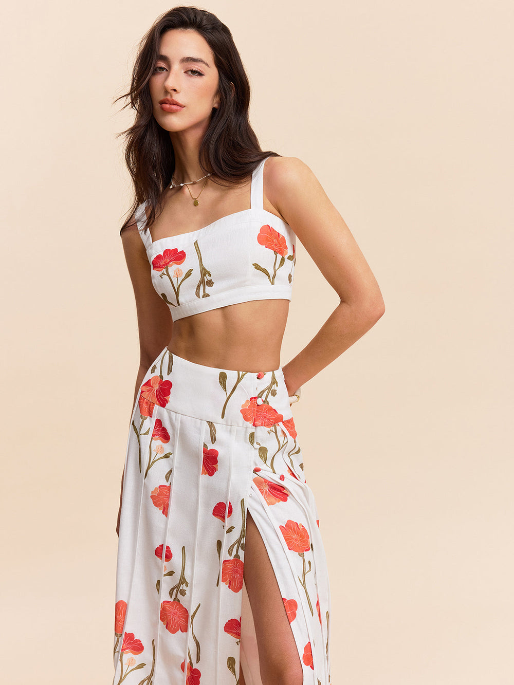 Ensemble Jupe-Crop Top Fleuri