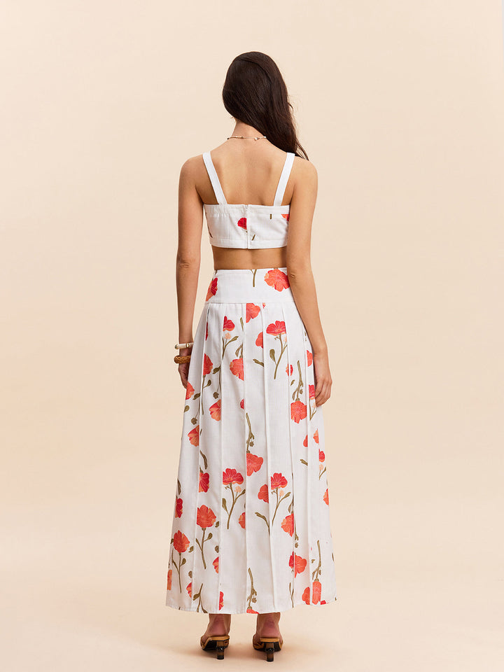 Ensemble Jupe-Crop Top Fleuri