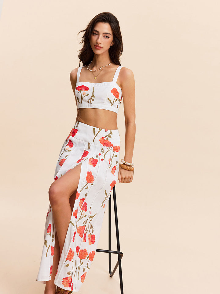 Ensemble Jupe-Crop Top Fleuri
